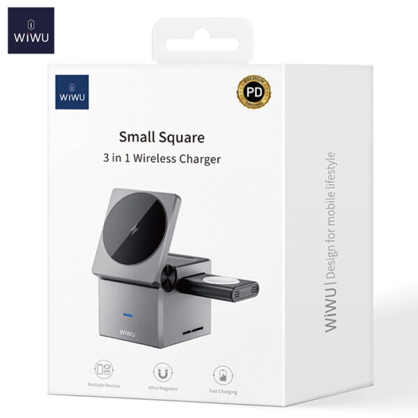 WiWu Small Aquare 3 in 1 wireless charger Wi-W030 - Image 4